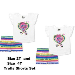 Toddler Girls TROLLS  Ruffle Tank Shorts Sets  Size 2T and 4T  NWT   ** Spot